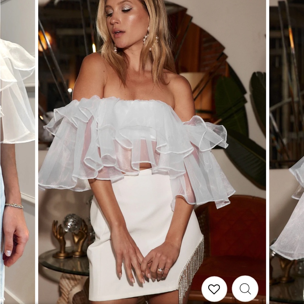 Rumors White Organza Ruffle Top 12th tribe size medium